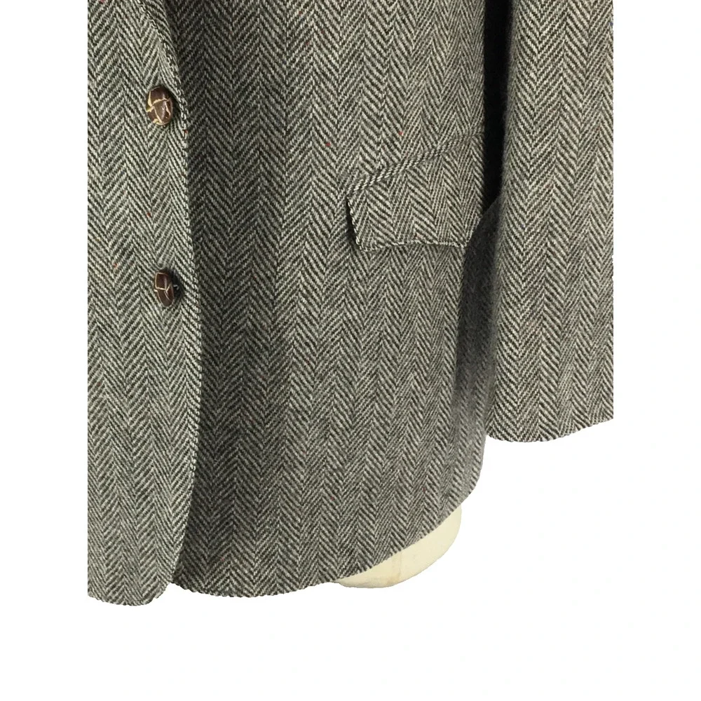 44L Farah Western Wear Vintage 2 Bttn Wool Tweed Blazer Sport Coat Heather Gray